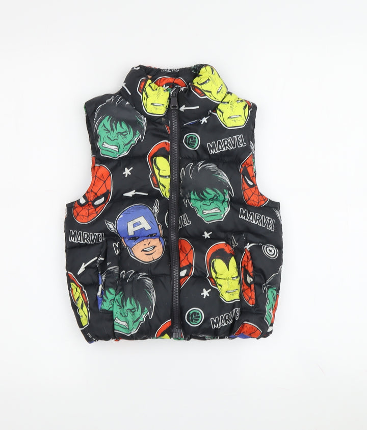 Marvel Boys Black Puffer Jacket 10-11 Years Superhero Print