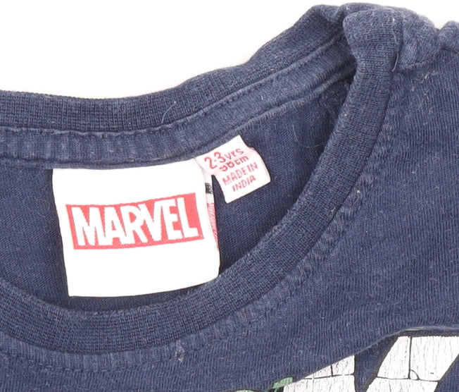 Marvel Boys Blue Hulk T-Shirt 2-3 Years Graphic Superhero