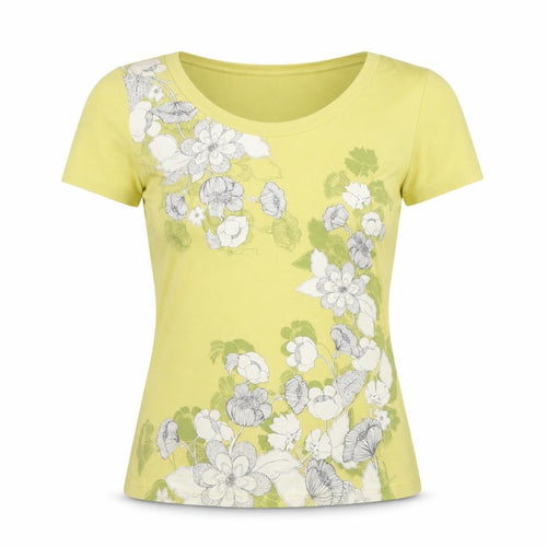 Marks and Spencer Women's Yellow Floral T-Shirt, Size 10