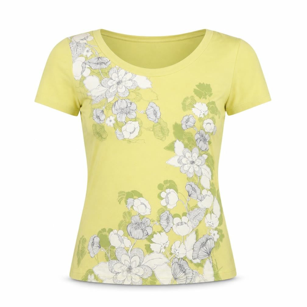 Marks and Spencer Women's Yellow Floral T-Shirt, Size 10