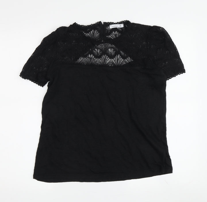 Mademoiselle R Women’s Black Lace Blouse, Size M, Classic Style