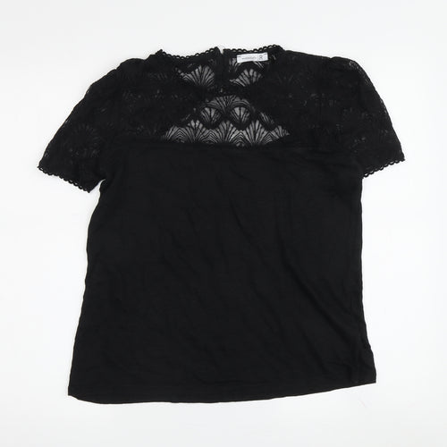 Mademoiselle R Women's Black Lace T-Shirt M