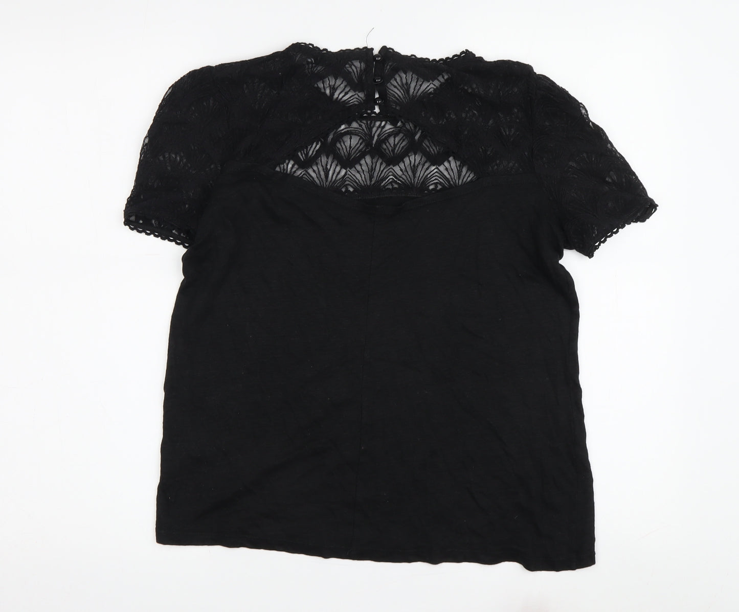 Mademoiselle R Women's Black Lace T-Shirt M