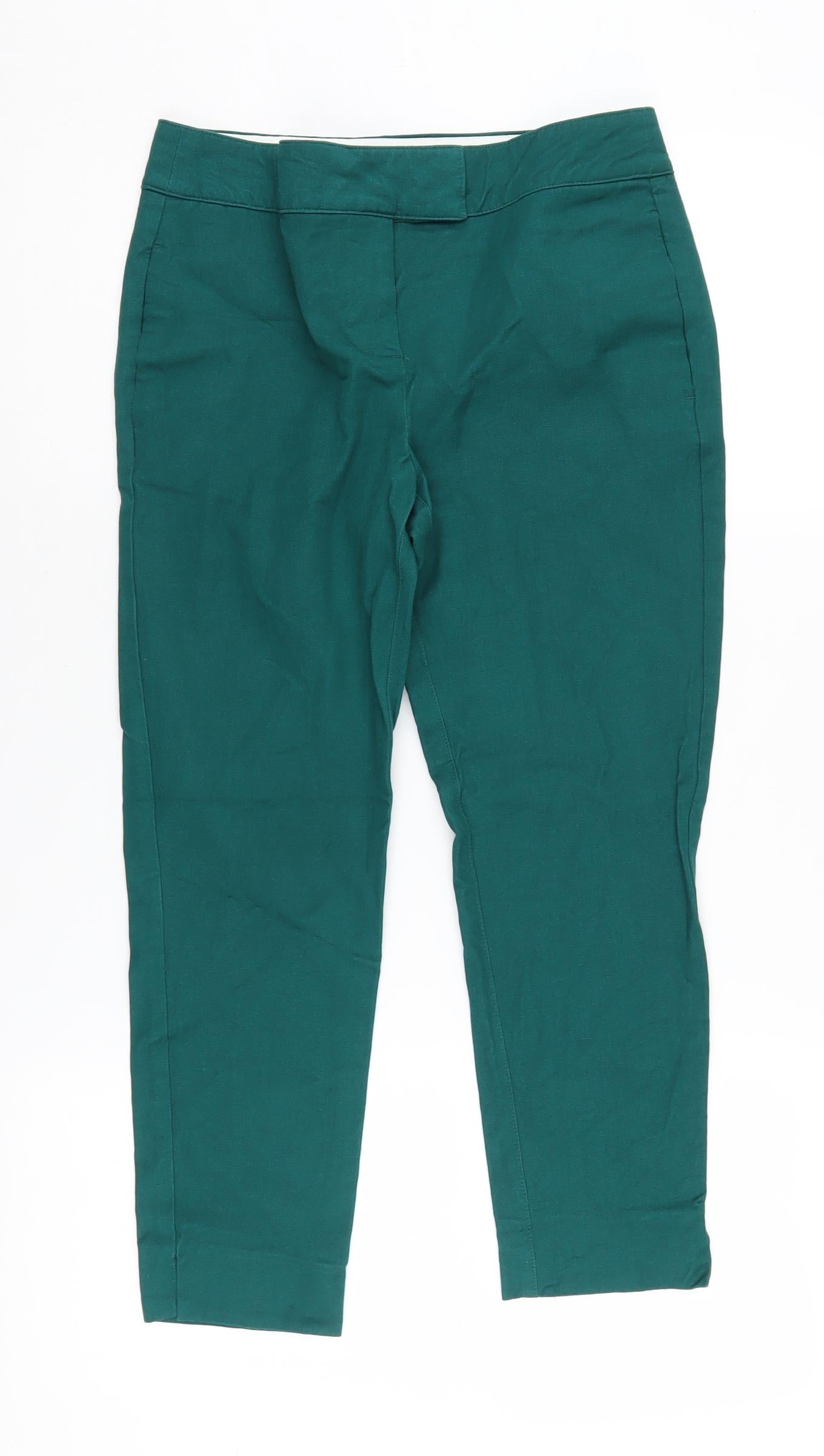 Next Green Straight Trousers Size 8 for Women