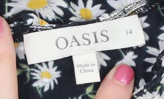 Oasis Women's Black Floral Blouse, Size 14, Casual