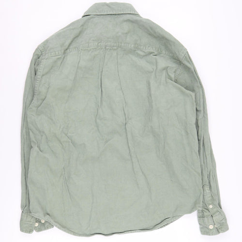 H&M Mens Green Relaxed Fit Corduroy Shirt M