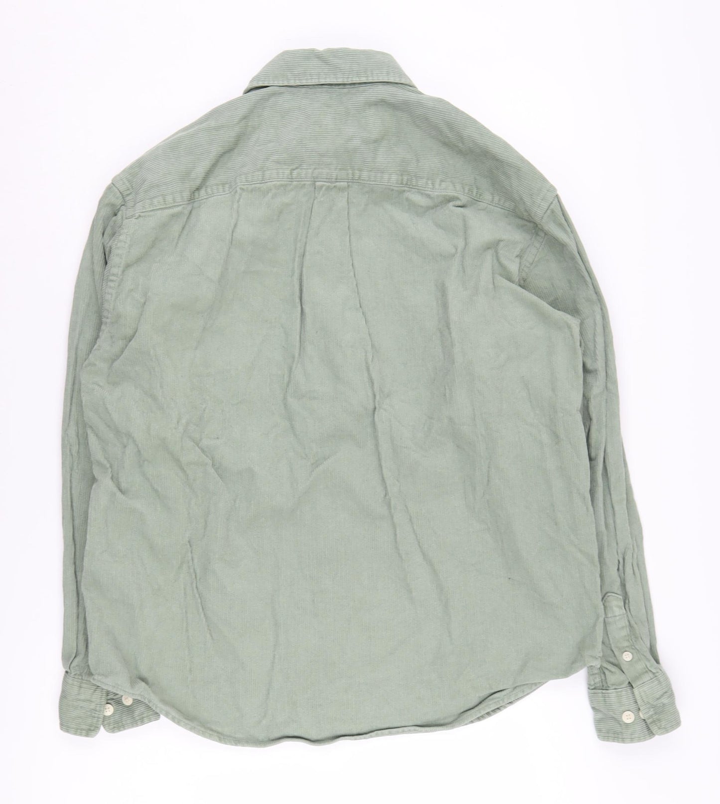 H&M Mens Green Relaxed Fit Corduroy Shirt M