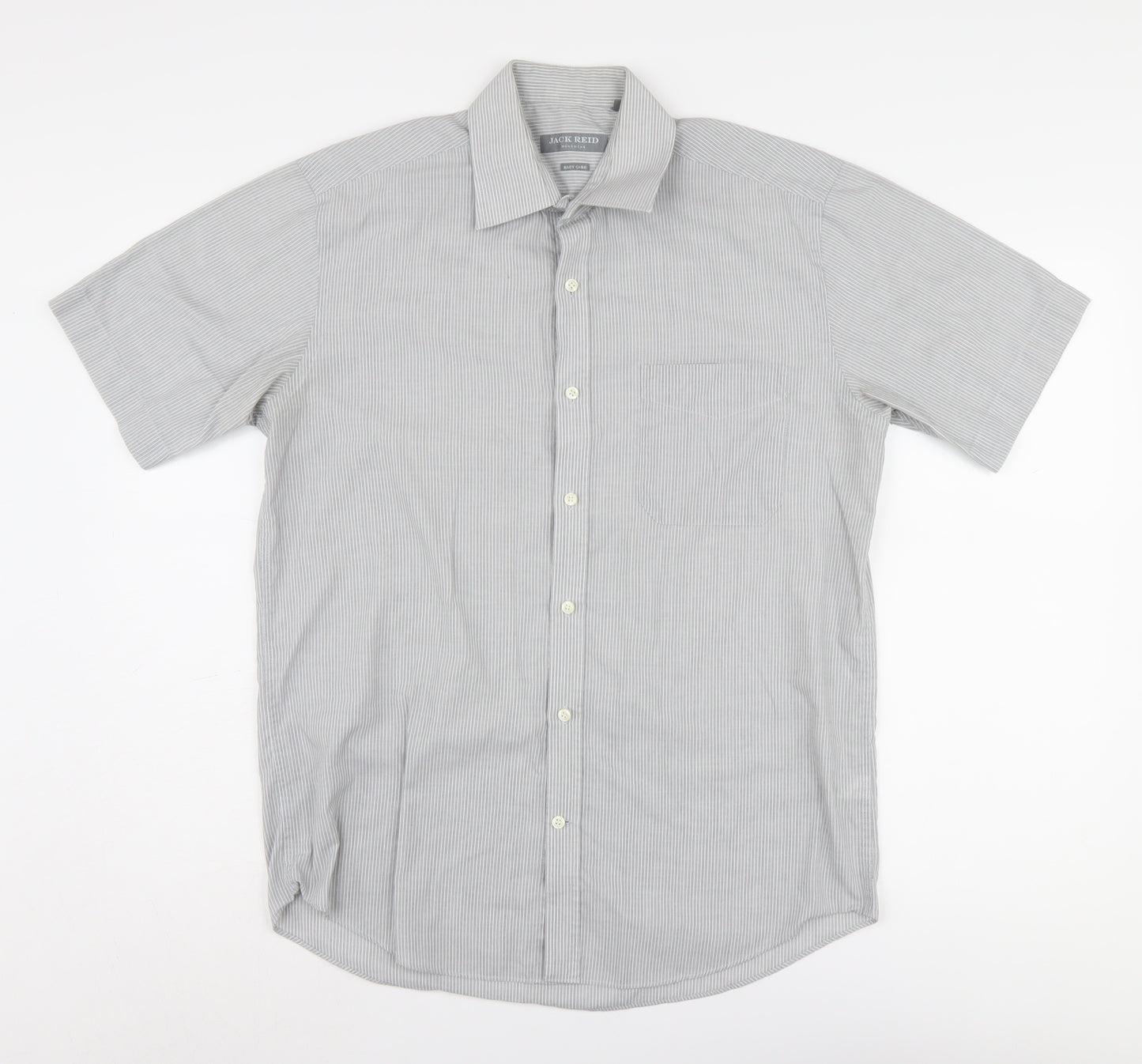 Jack Reid Men's Grey Striped Button-Up Shirt 15