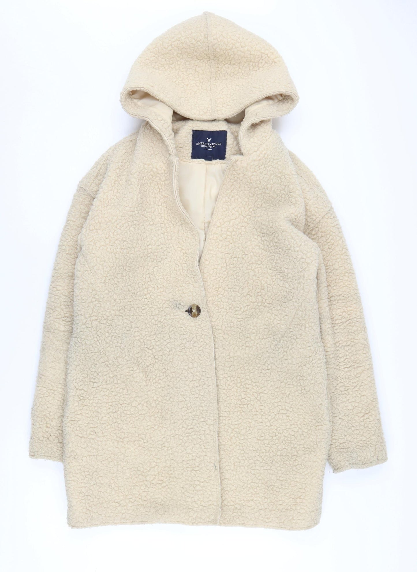 American Eagle Women's Beige Wool Coat S Hoodie