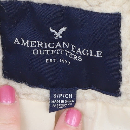 American Eagle Women's Beige Wool Coat S Hoodie