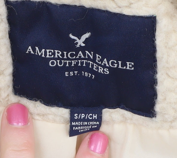 American Eagle Women's Beige Wool Coat S Hoodie