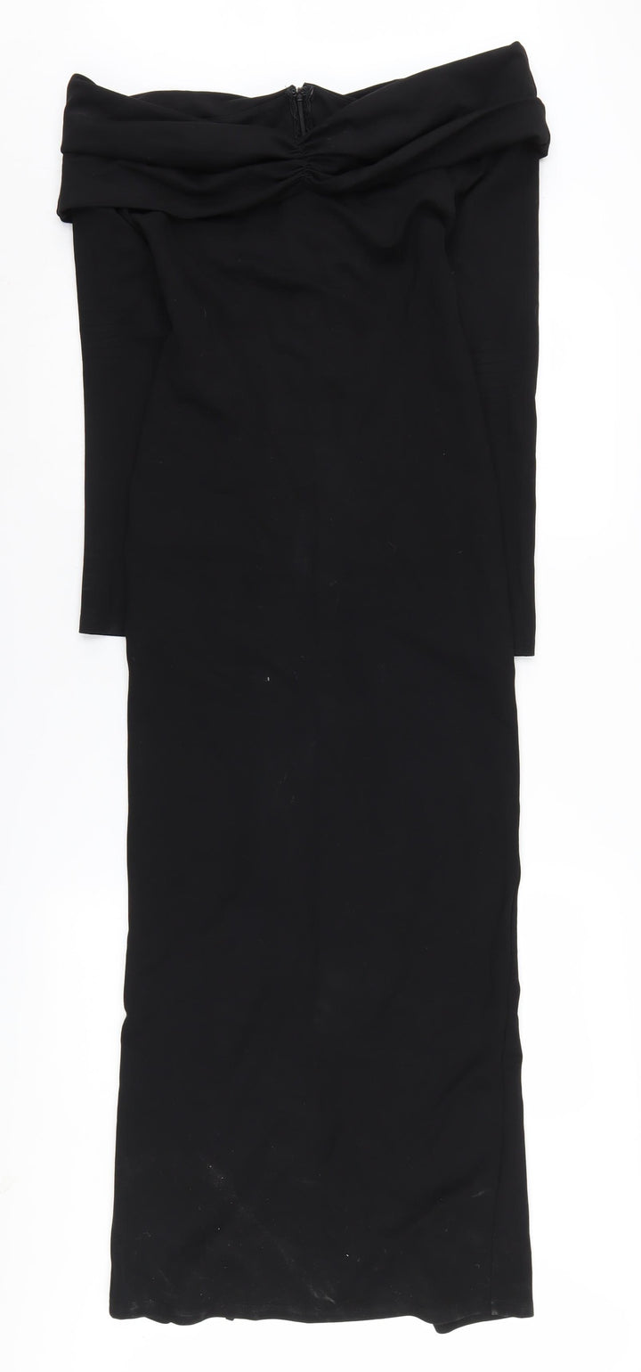 Showpo Women's Black Off Shoulder Bodycon Midi Dress