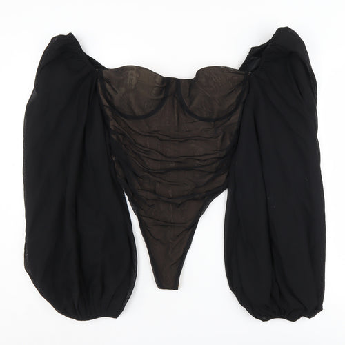 Oh Polly Women's Black Long Sleeve Bodysuit Size 12 UK