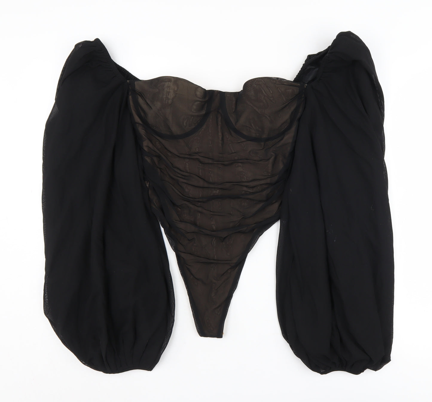Oh Polly Women's Black Long Sleeve Bodysuit Size 12 UK