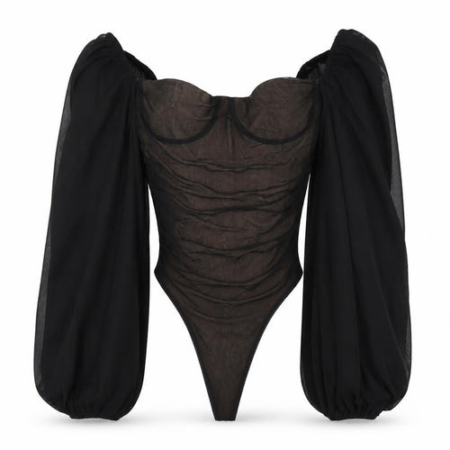 Oh Polly Women's Black Long Sleeve Bodysuit Size 12 UK