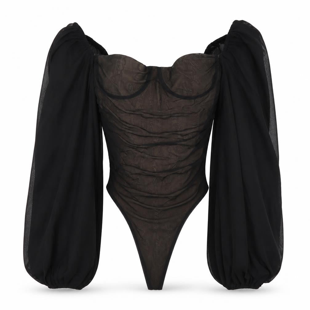 Oh Polly Women's Black Long Sleeve Bodysuit Size 12 UK