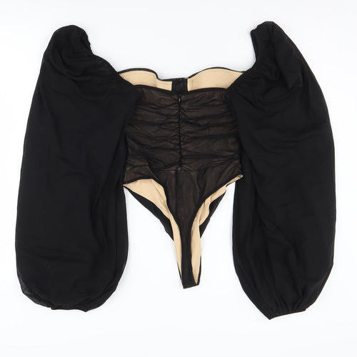 Oh Polly Women's Black Long Sleeve Bodysuit Size 12 UK