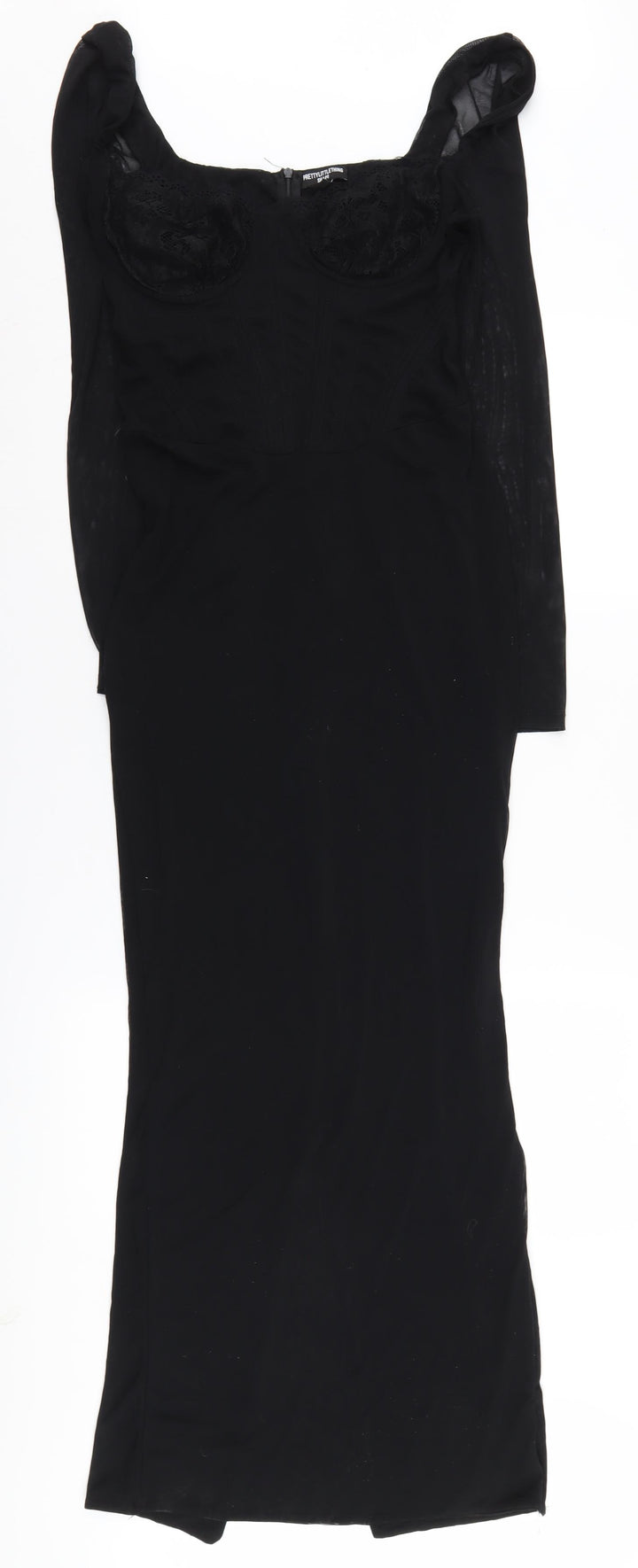 PrettyLittleThing Women's Black Bodycon Long Dress, Size 10