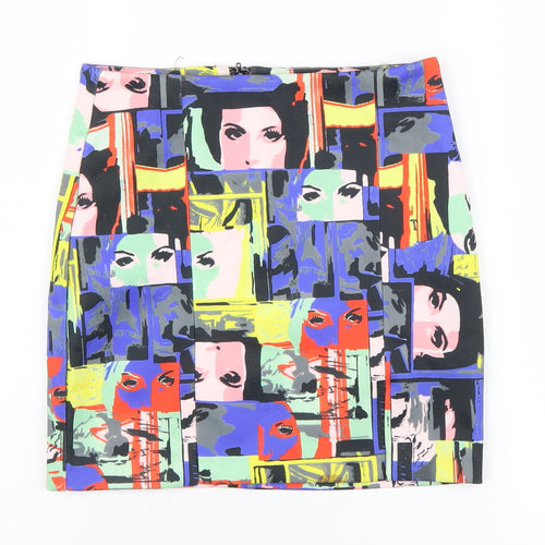 ASOS Women's Multicoloured Art Print Pencil Skirt UK Size 4