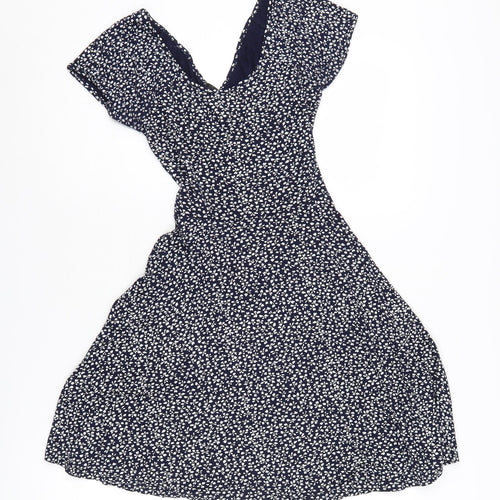 Club L Women's Blue Floral Fit & Flare Dress Size 8