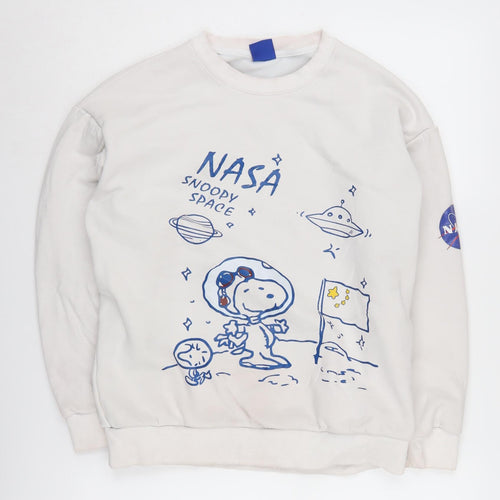 Street Fashion Unisex Kids White NASA Pullover M Sweatshirt