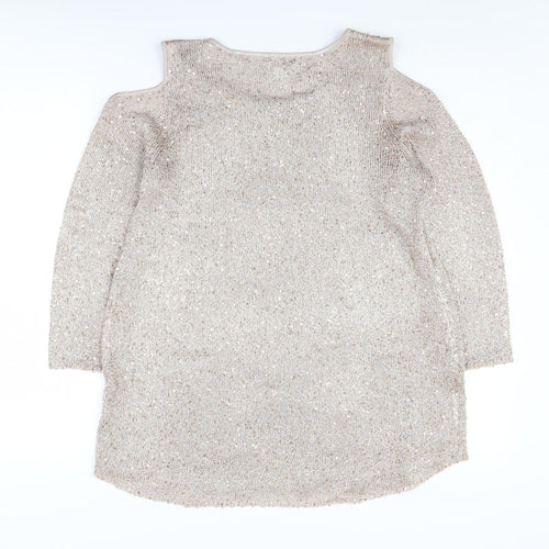 Alfani Women's Beige Cold Shoulder Pullover M