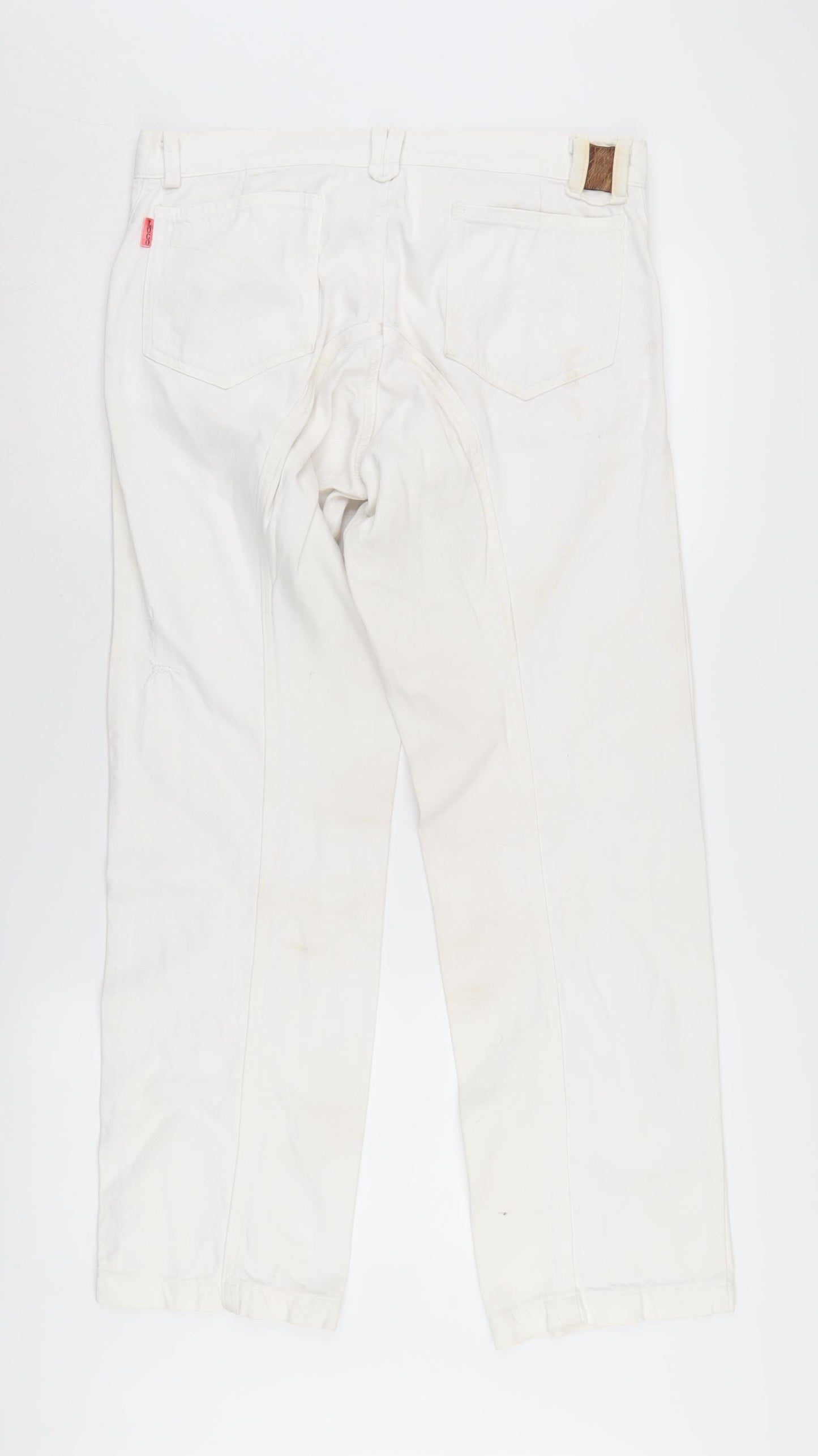 Loco Unisex White Denim Jeans, Size 34 with Logo