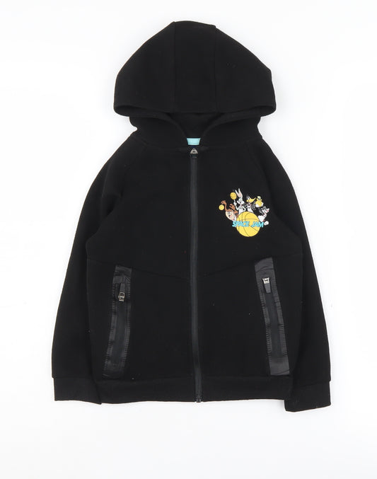 Front view of Space Jam boys’ black hoodie 6-7 years full zip