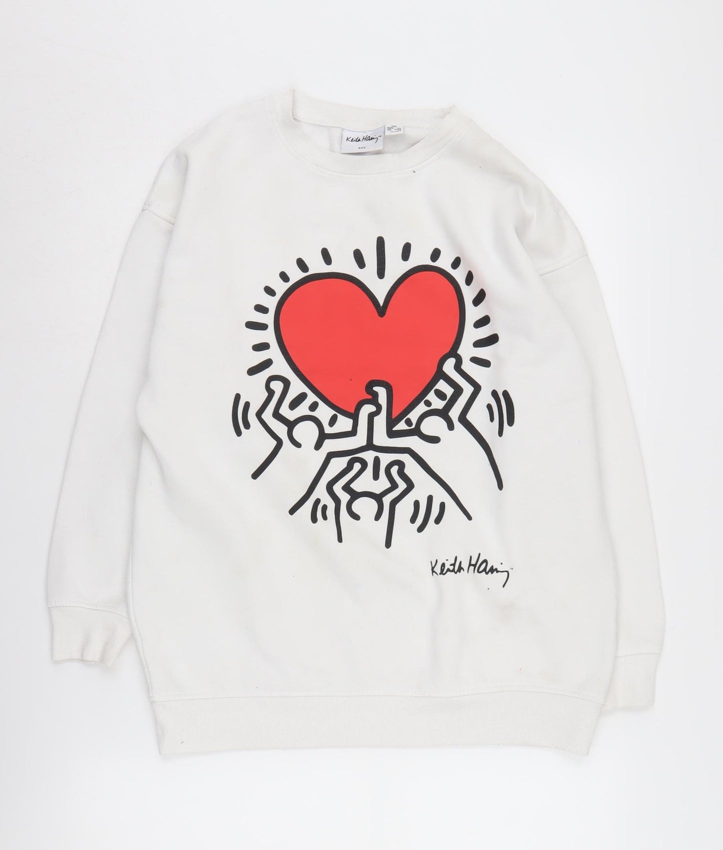 Keith Haring Women's White Graphic Pullover Sweatshirt 2XS