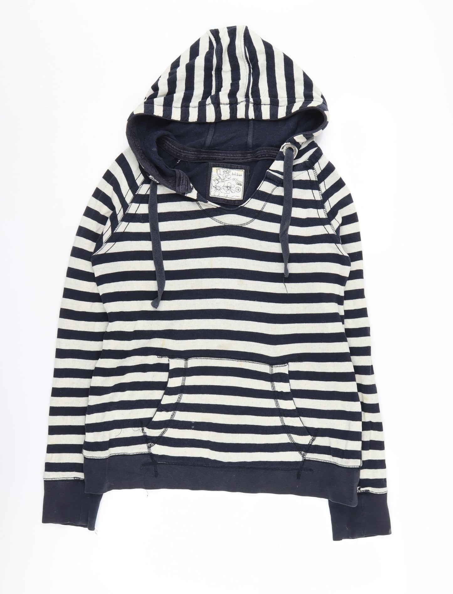 Fat Face Women's Blue Striped Pullover Hoodie Size 12
