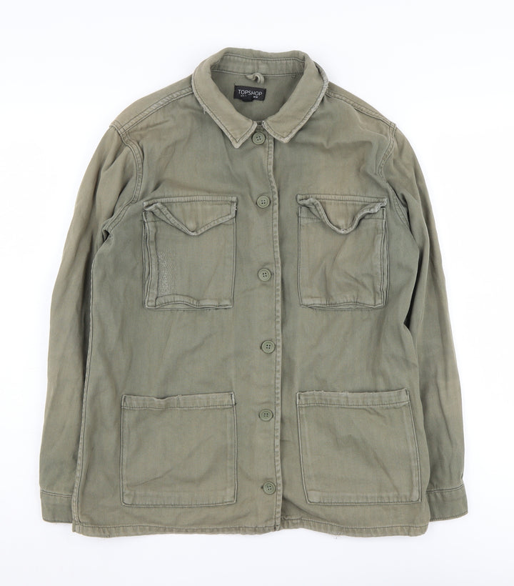 Topshop Women's Green Military Jacket Size UK 10