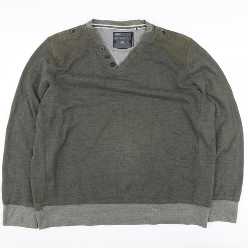Next Men's Green 2XL Henley Jumper, V-Neck, Casual Wear