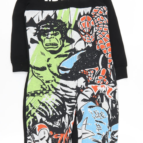 Marvel Boys Black Multicolour 6-7 Years One Piece Hooded Sleepsuit