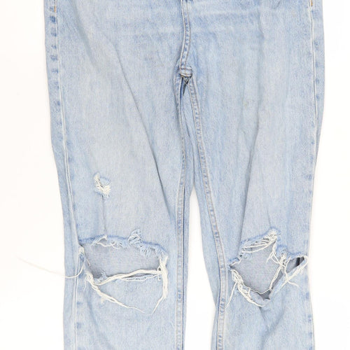 Zara Women's Light Blue Mom Jeans Size 2 Distressed