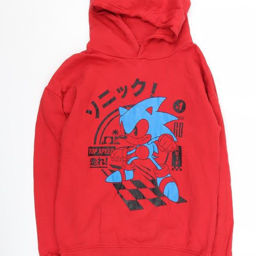 SEGA Boys Red Sonic Hoodie 10-11 Years Pullover Graphic