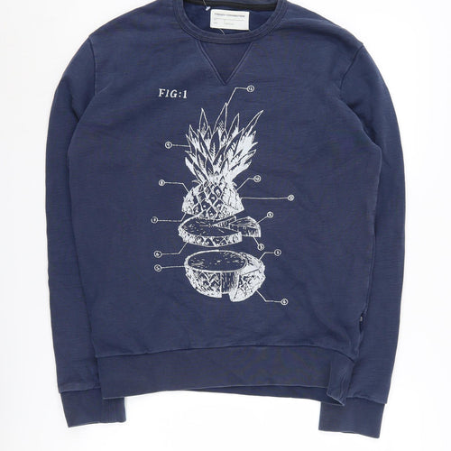 French Connection Men's Blue Graphic Sweatshirt S Regular Fit