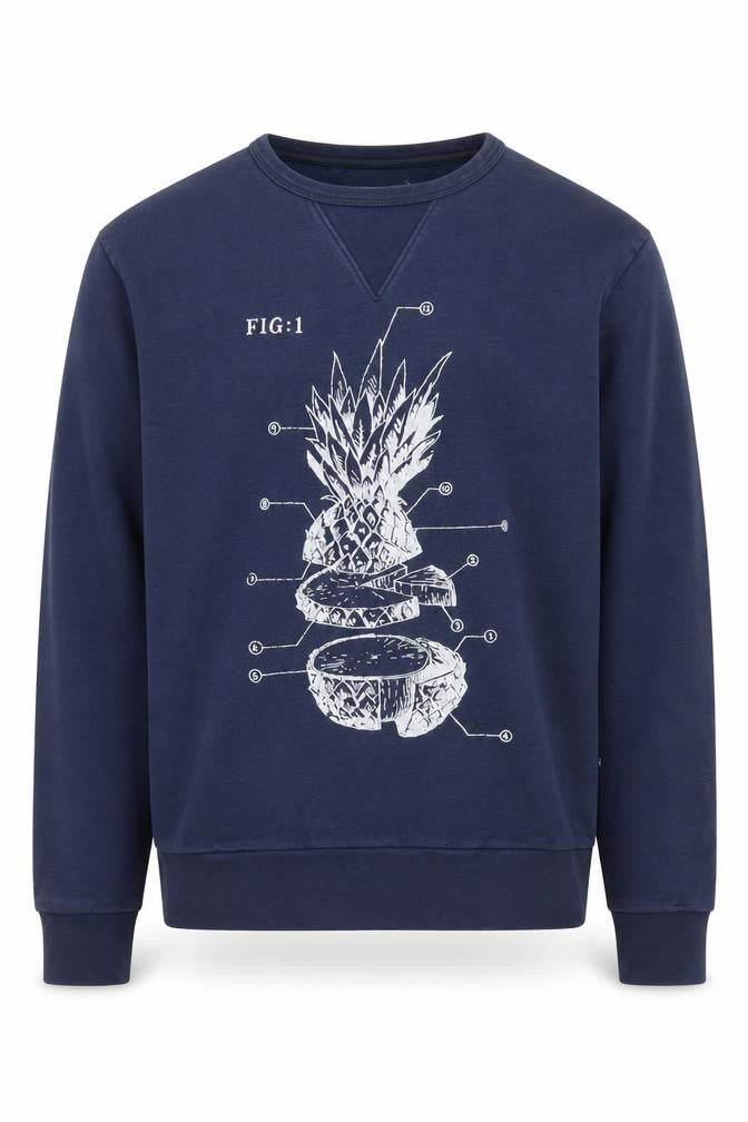 Front view of French Connection Men's Blue Graphic Sweatshirt S Regular Fit