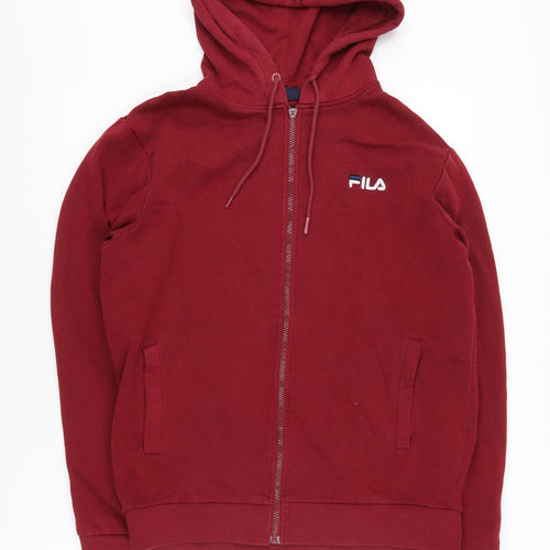 Fila Men's Red Full Zip Hoodie Size S - Logo Accents