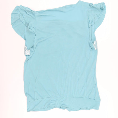 Jasper Conran Women's Blue Sequin Cowl Neck Blouse - Size 18