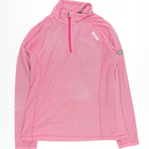 Regatta Women's Pink Henley Sweatshirt UK 10 High Neck