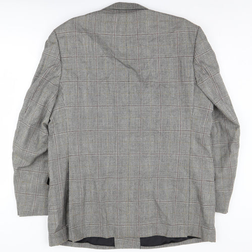 Aquascutum Men's Grey Check Double-Breasted Blazer 46L