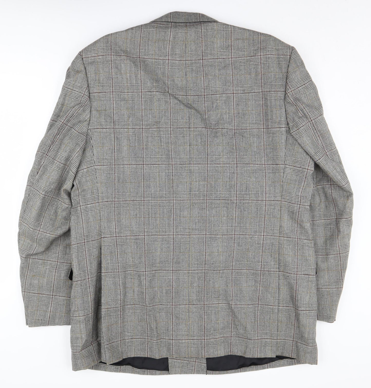 Aquascutum Men's Grey Check Double-Breasted Blazer 46L