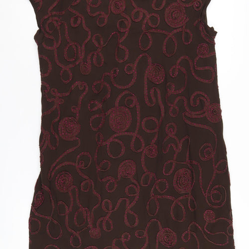 White Stuff Women's Brown Embroidered Shift Dress - Size 12