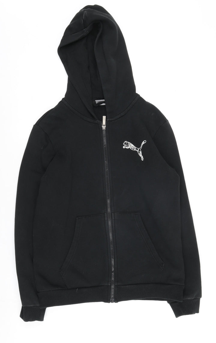 Puma Boys' Black Full Zip Hoodie 13-14 Years Jersey Casual