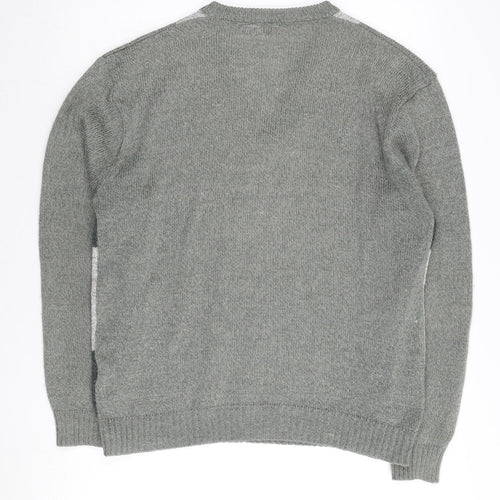 Tootal Men's Grey Check V-Neck Pullover Jumper - L