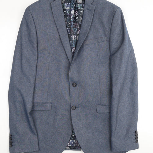Ben Sherman Men's Grey Single Breasted Polyester Blend Suit Jacket Size 40 Regular