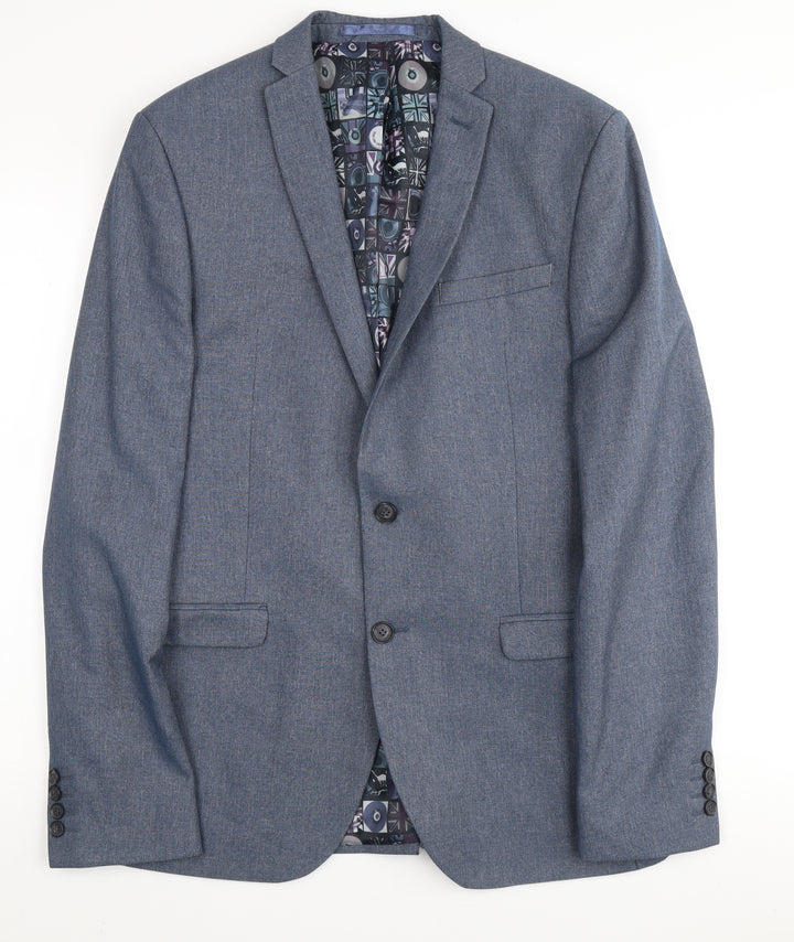 Ben Sherman Men's Grey Single Breasted Polyester Blend Suit Jacket Size 40 Regular