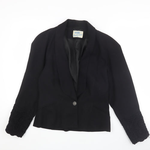 Wallis Women’s Black Blazer, Size 8, Shawl Lapel