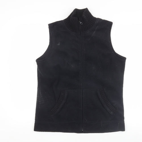 M&Co Women's Black Waistcoat, Sleeveless Fleece, Medium