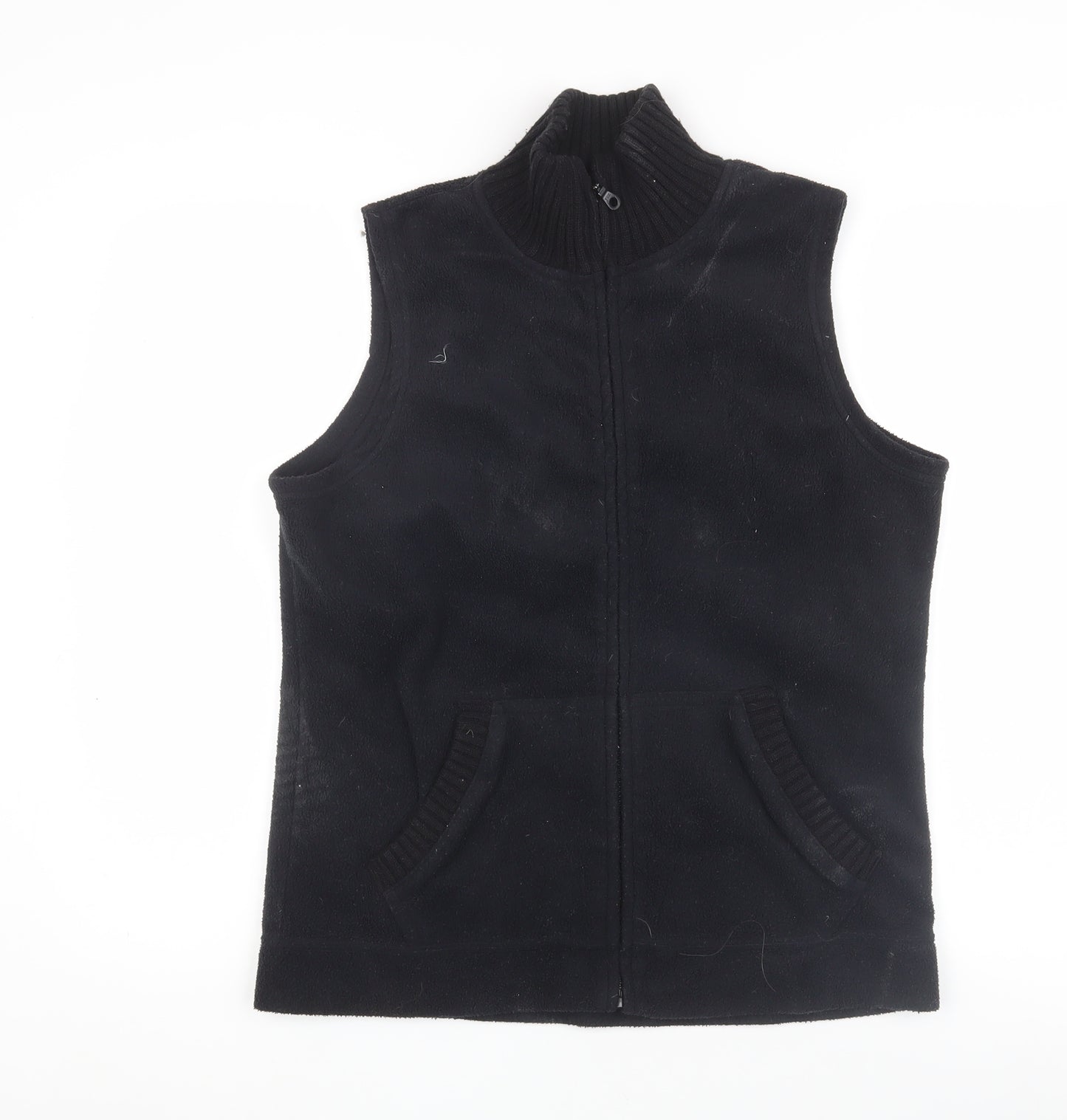 M&Co Women's Black Waistcoat, Sleeveless Fleece, Medium